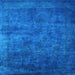 Square Machine Washable Oriental Light Blue Industrial Rug, wshurb2641lblu