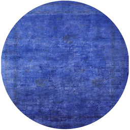 Round Mid-Century Modern Blue Orchid Blue Oriental Rug, urb2641