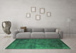 Machine Washable Oriental Green Industrial Area Rugs in a Living Room,, wshurb2641grn