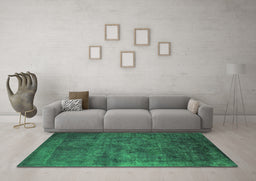Machine Washable Oriental Green Industrial Area Rugs in a Living Room,, wshurb2641grn