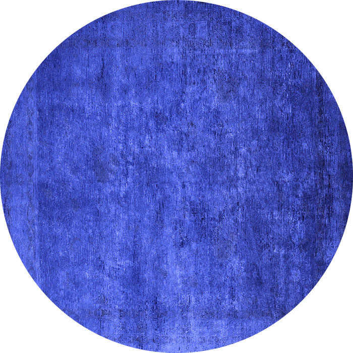 Round Oriental Blue Industrial Rug, urb2641blu
