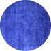 Round Oriental Blue Industrial Rug, urb2641blu