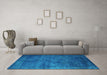 Machine Washable Oriental Turquoise Industrial Area Rugs in a Living Room,, wshurb2641turq