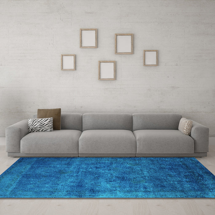Machine Washable Oriental Turquoise Industrial Area Rugs in a Living Room,, wshurb2641turq