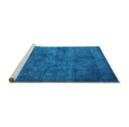 Sideview of Machine Washable Oriental Turquoise Industrial Area Rugs, wshurb2641turq