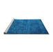 Sideview of Machine Washable Oriental Turquoise Industrial Area Rugs, wshurb2641turq