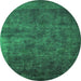 Round Oriental Green Industrial Rug, urb2641grn