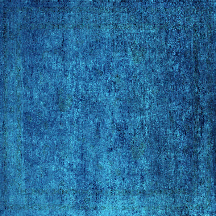 Square Machine Washable Oriental Turquoise Industrial Area Rugs, wshurb2641turq