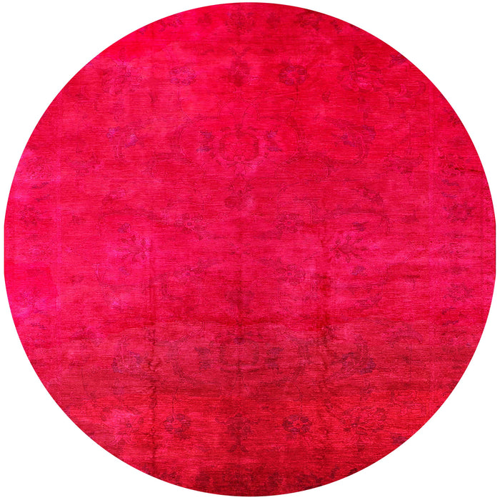 Round Mid-Century Modern Lavender Blush Beige Oriental Rug, urb2642