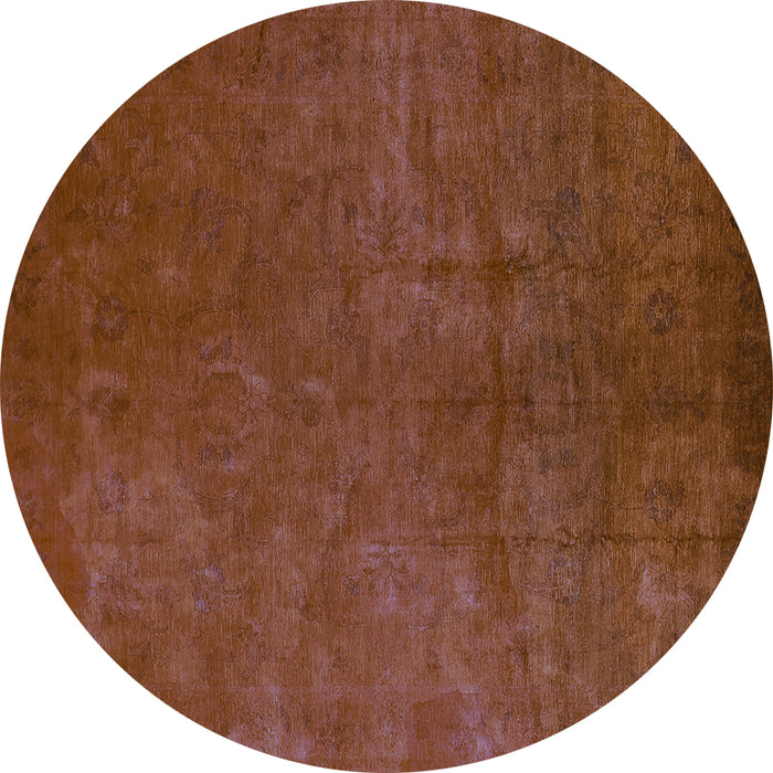 Round Machine Washable Oriental Turquoise Industrial Area Rugs, wshurb2642turq