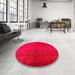 Round Machine Washable Industrial Modern Lavender Blush Beige Rug in a Office, wshurb2642