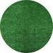 Round Oriental Emerald Green Industrial Rug, urb2642emgrn