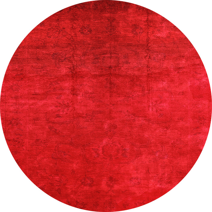 Round Machine Washable Oriental Orange Industrial Area Rugs, wshurb2642org