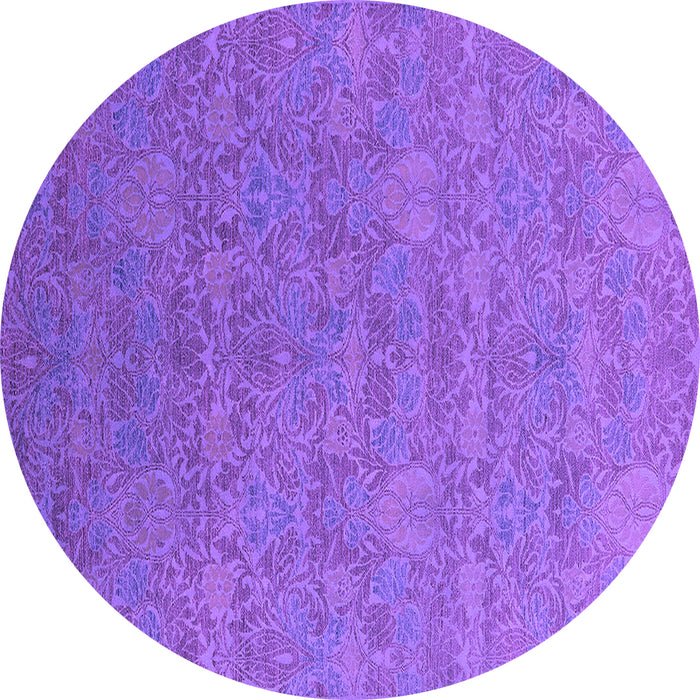 Round Machine Washable Oriental Purple Industrial Area Rugs, wshurb2643pur