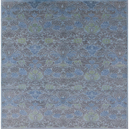 Square Machine Washable Industrial Modern Columbia Blue Rug, wshurb2643