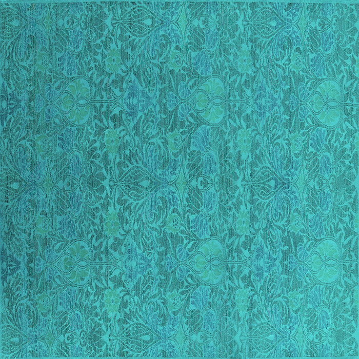 Square Machine Washable Oriental Turquoise Industrial Area Rugs, wshurb2643turq