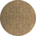 Round Oriental Brown Industrial Rug, urb2643brn