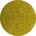 Round Machine Washable Oriental Yellow Industrial Rug, wshurb2643yw