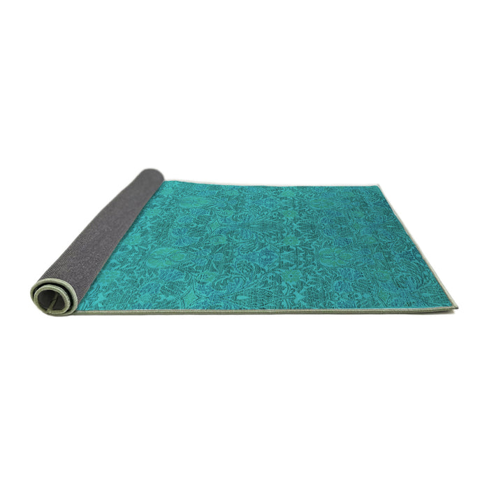 Sideview of Oriental Turquoise Industrial Rug, urb2643turq