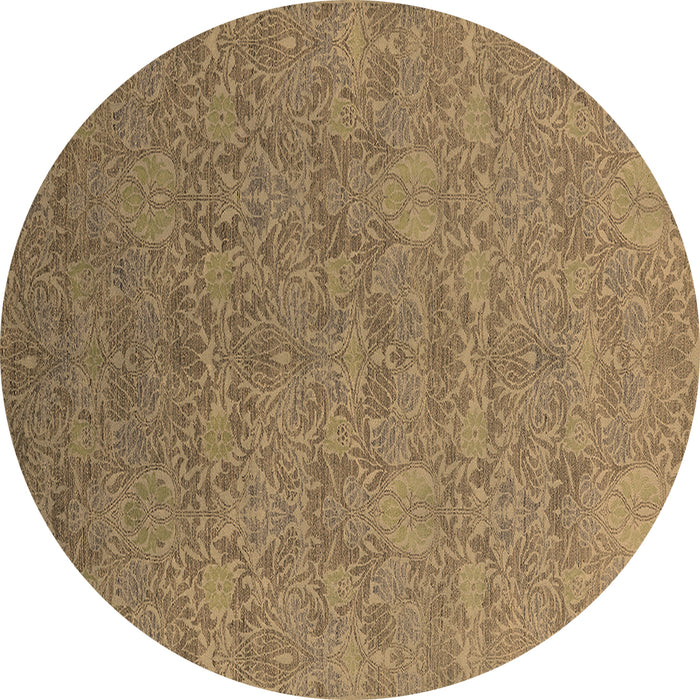 Round Machine Washable Oriental Brown Industrial Rug, wshurb2643brn