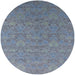 Round Machine Washable Industrial Modern Columbia Blue Rug, wshurb2643