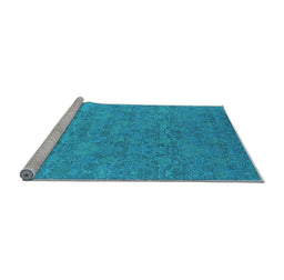 Sideview of Machine Washable Oriental Light Blue Industrial Rug, wshurb2643lblu