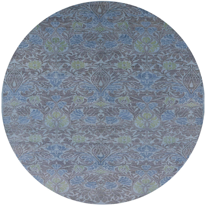 Round Mid-Century Modern Columbia Blue Oriental Rug, urb2643