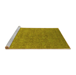 Sideview of Machine Washable Oriental Yellow Industrial Rug, wshurb2643yw