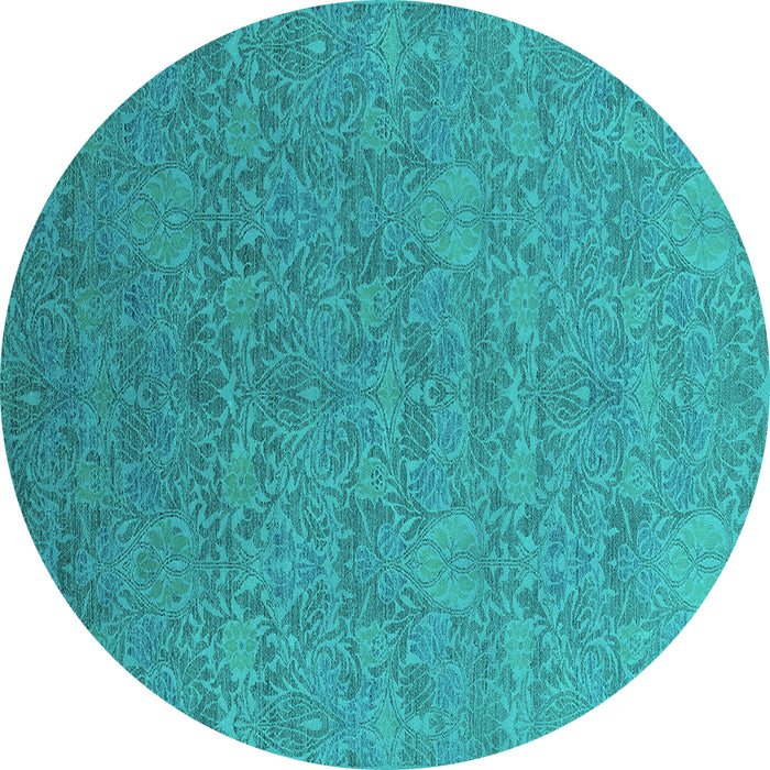 Round Oriental Turquoise Industrial Rug, urb2643turq