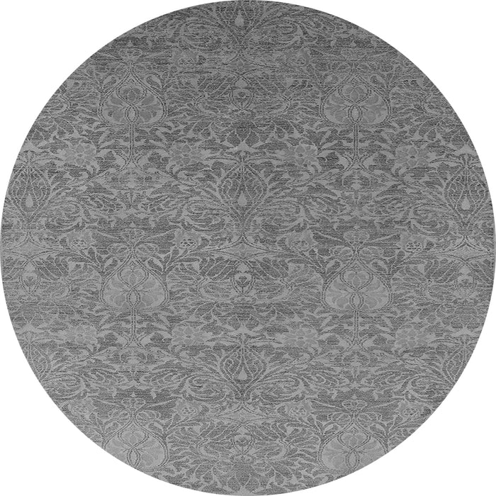 Round Machine Washable Oriental Gray Industrial Rug, wshurb2643gry