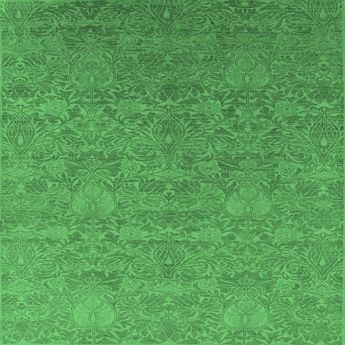 Square Machine Washable Oriental Emerald Green Industrial Area Rugs, wshurb2643emgrn