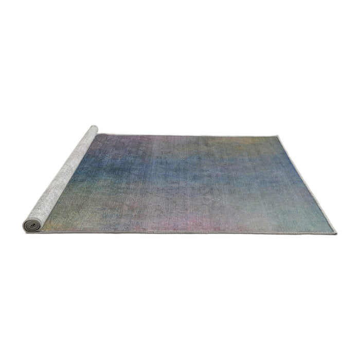 Sideview of Machine Washable Industrial Modern Marble Blue Rug, wshurb2644