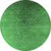 Round Oriental Emerald Green Industrial Rug, urb2644emgrn