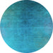 Round Oriental Light Blue Industrial Rug, urb2644lblu