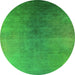 Round Oriental Green Industrial Rug, urb2644grn