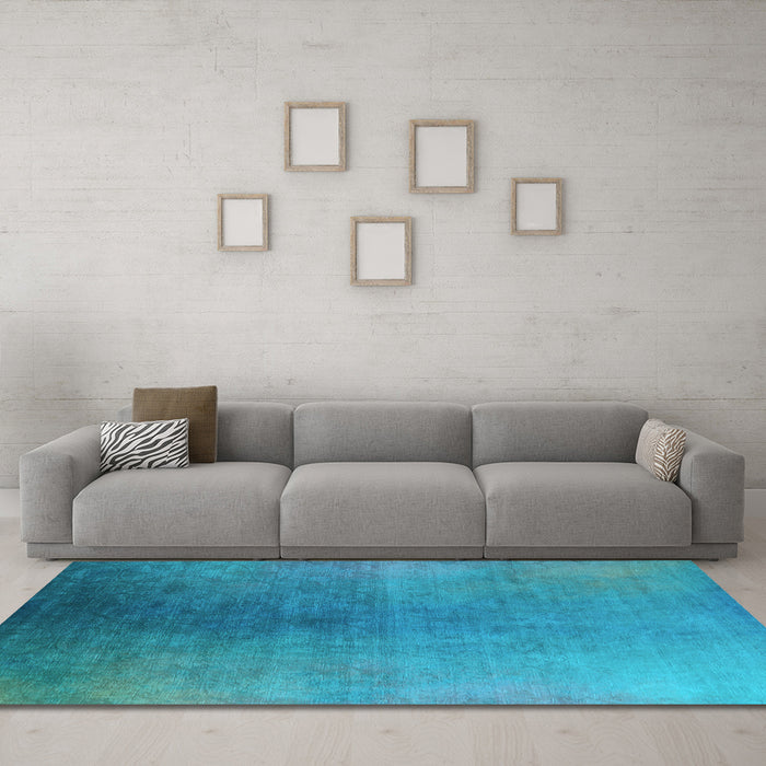 Machine Washable Oriental Light Blue Industrial Rug in a Living Room, wshurb2644lblu