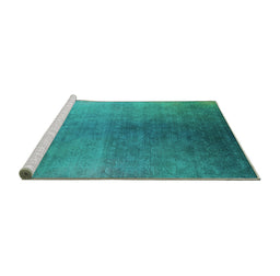 Sideview of Machine Washable Oriental Turquoise Industrial Area Rugs, wshurb2644turq