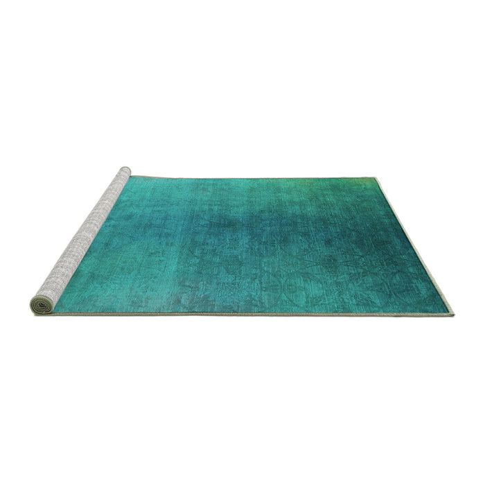 Sideview of Machine Washable Oriental Turquoise Industrial Area Rugs, wshurb2644turq