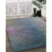 Mid-Century Modern Marble Blue Oriental Rug in Family Room, urb2644