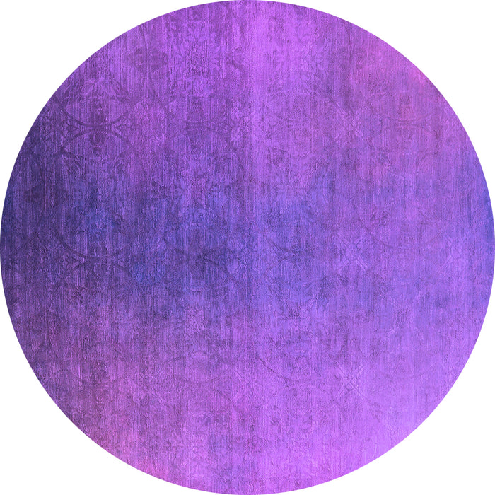 Round Machine Washable Oriental Purple Industrial Area Rugs, wshurb2644pur