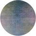 Round Machine Washable Industrial Modern Marble Blue Rug, wshurb2644