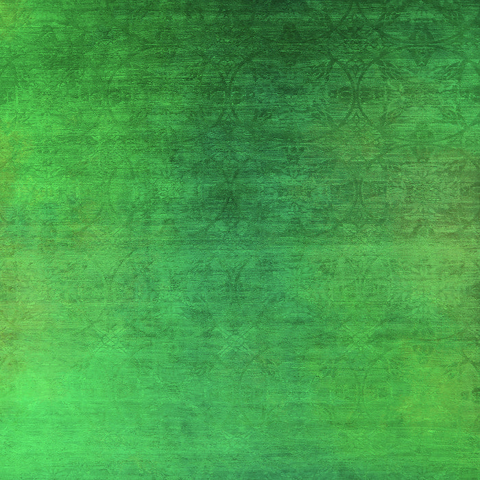 Square Machine Washable Oriental Green Industrial Area Rugs, wshurb2644grn