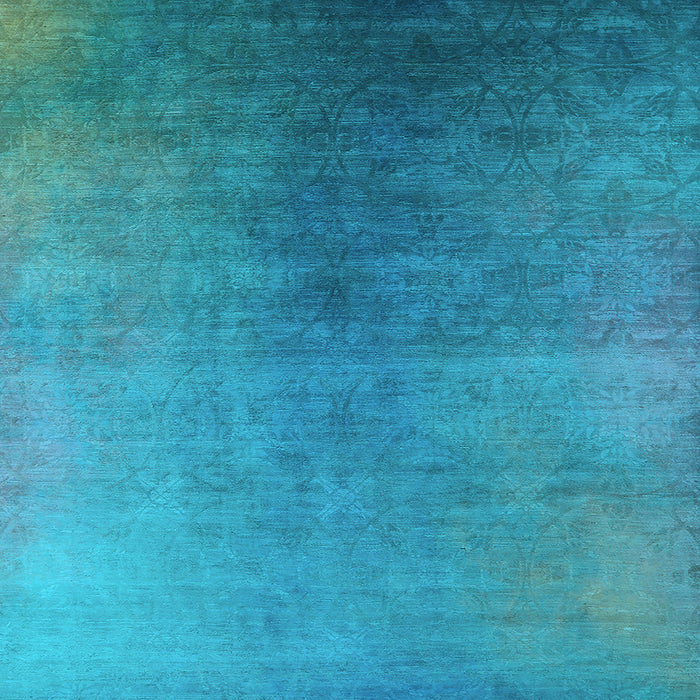 Square Machine Washable Oriental Light Blue Industrial Rug, wshurb2644lblu