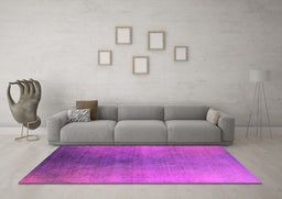 Machine Washable Oriental Pink Industrial Rug in a Living Room, wshurb2644pnk