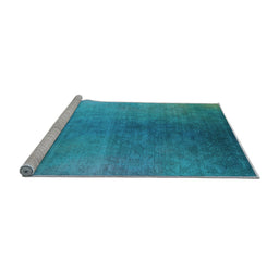 Sideview of Machine Washable Oriental Light Blue Industrial Rug, wshurb2644lblu