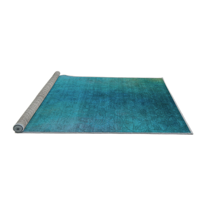 Sideview of Machine Washable Oriental Light Blue Industrial Rug, wshurb2644lblu