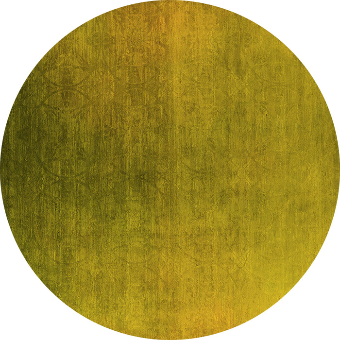 Round Oriental Yellow Industrial Rug, urb2644yw