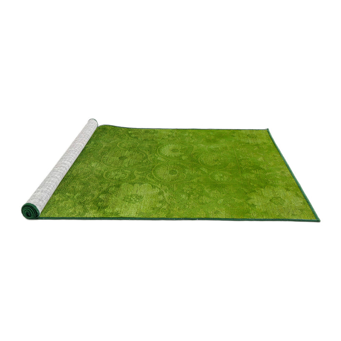 Sideview of Machine Washable Industrial Modern Green Rug, wshurb2645
