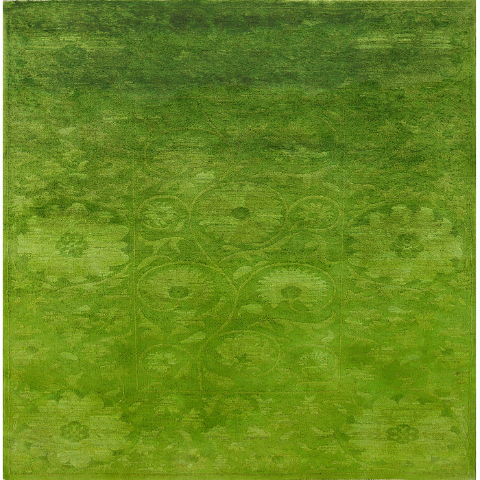 Square Mid-Century Modern Green Oriental Rug, urb2645