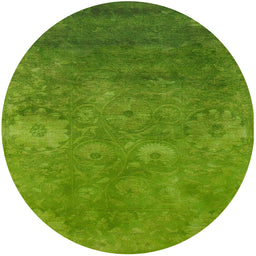 Round Machine Washable Industrial Modern Green Rug, wshurb2645
